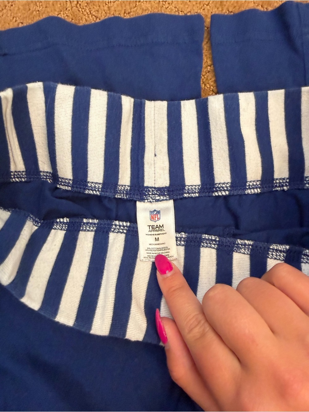 NFL Team Apparel Indianapolis Colts Women’s Blue Striped Lounge Pants Size M Y2K - Picture 6 of 9